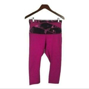 Lululemon Wunder Under Crop High Rise Raspberry Blooming Pixie, Size 10 New